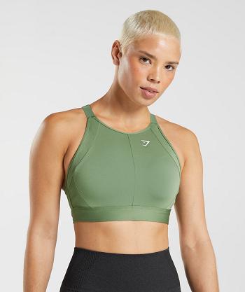 Gymshark High Neck High Support Ženske Sportski Grudnjak Zelene | HR 3463KOR